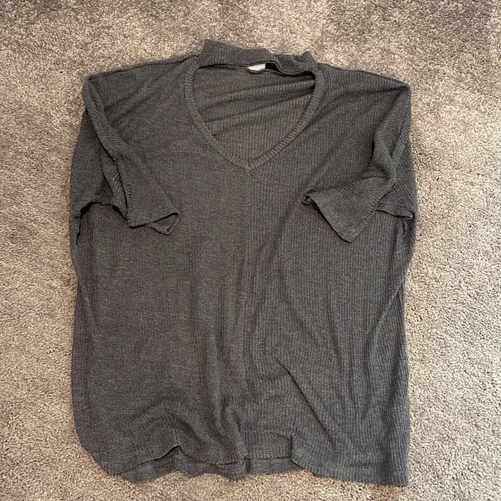 Cut Out X Turtle V Neck Top - image 2